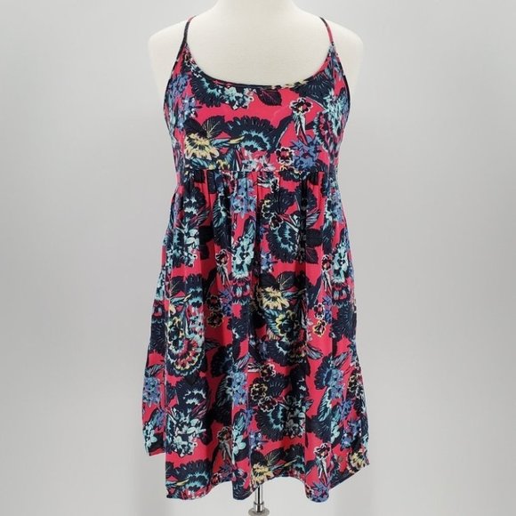 Roxy Open Back Island Floral Printed Flowy Mini Dress Size Small - Picture 1 of 8